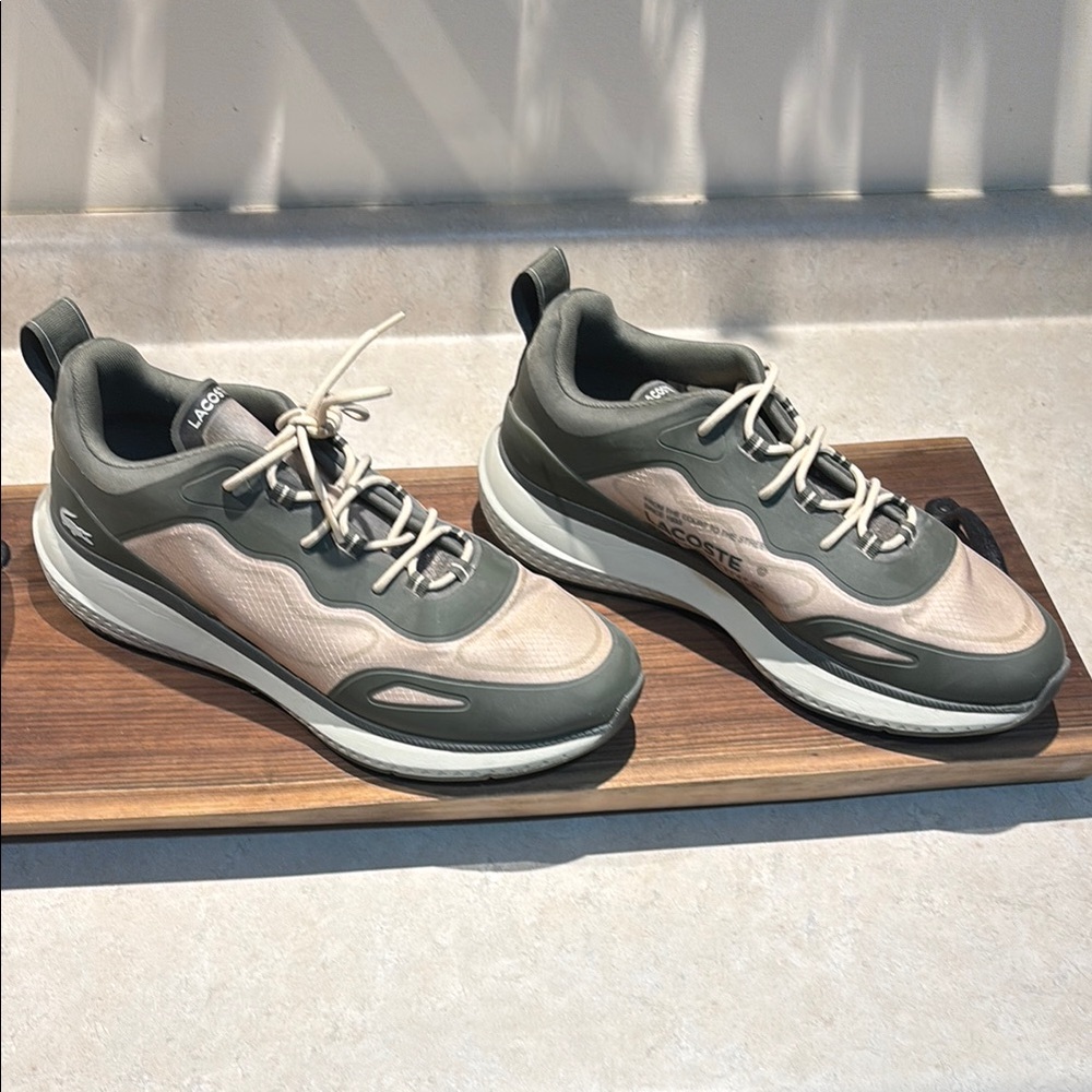 Lacoste Green and Cream Athletic Shoes